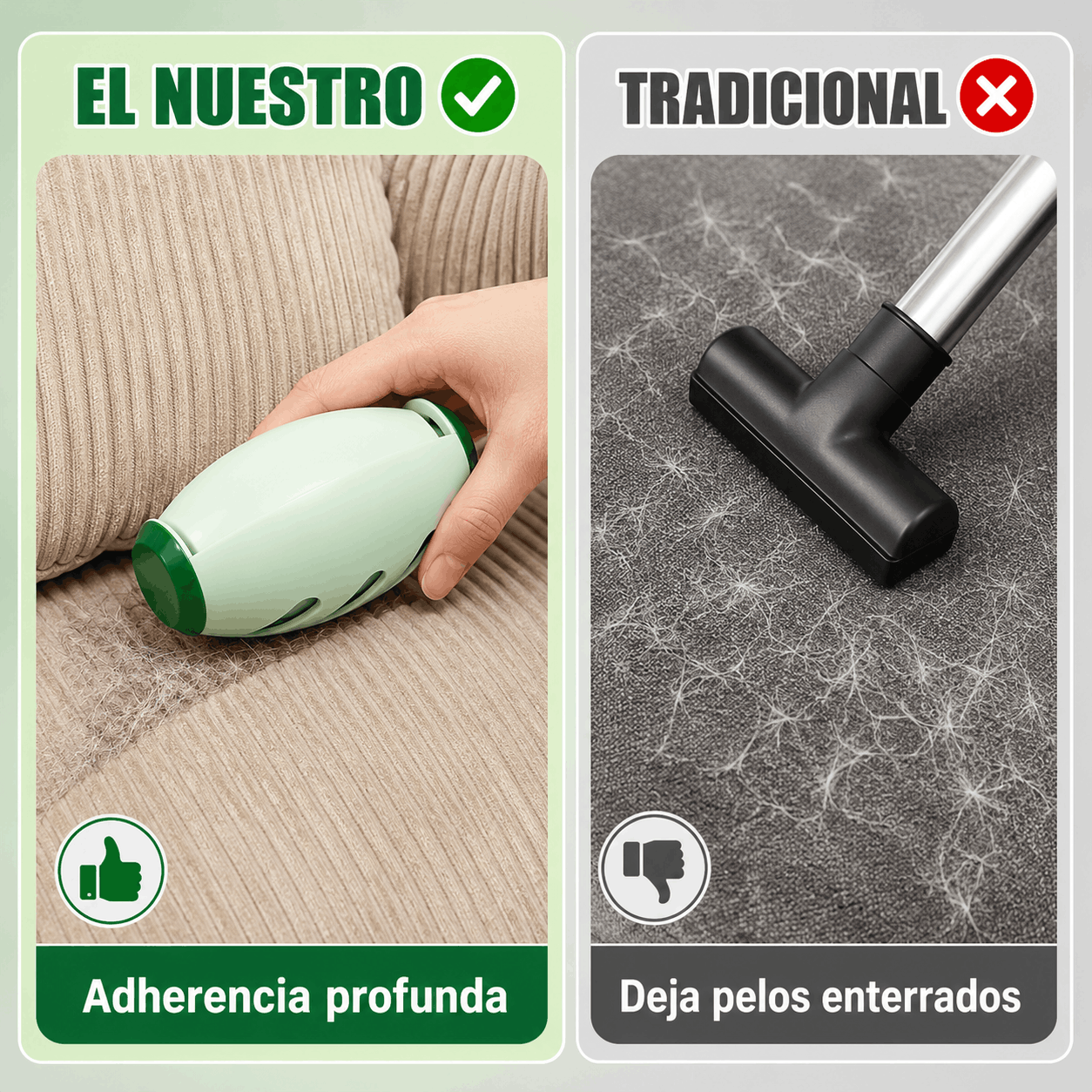 Comparativa PeluGo vs métodos tradicionales — adherencia profunda vs pelos enterrados